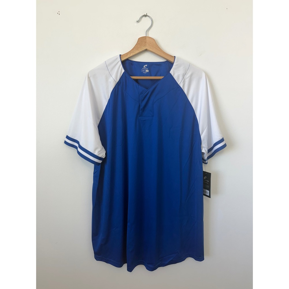 Champro Adult Short Sleeve Blank Jersey – Blue‎ and White – Size Large – NWT